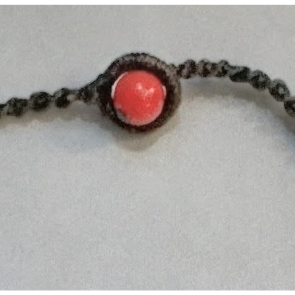 Handmade Knotted Brass Bead Bib Necklace Red Drop Beads Boho Tribal Statement - Picture 6 of 16